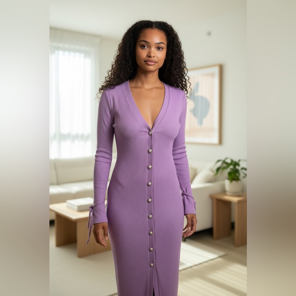 Chic Lavender Long Sleeve Dress